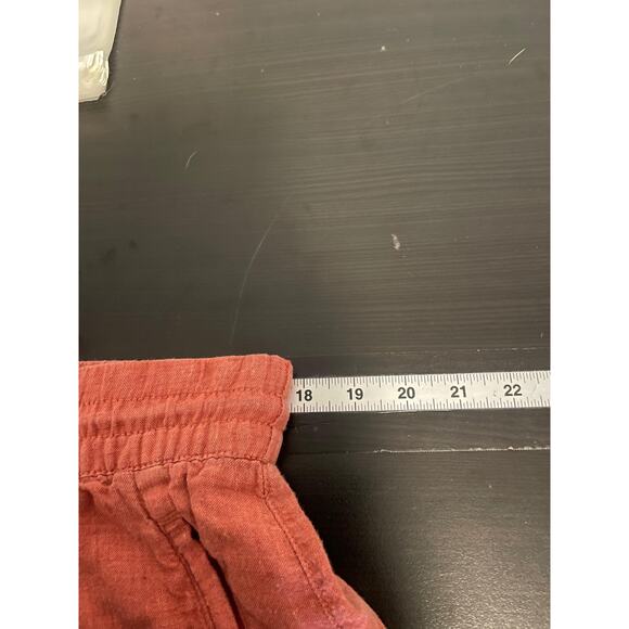 Athleta Pants Womens 12 Tall Rust Orange Linen Jogger Elastic Waist Cuffed Ankle - Picture 6 of 9